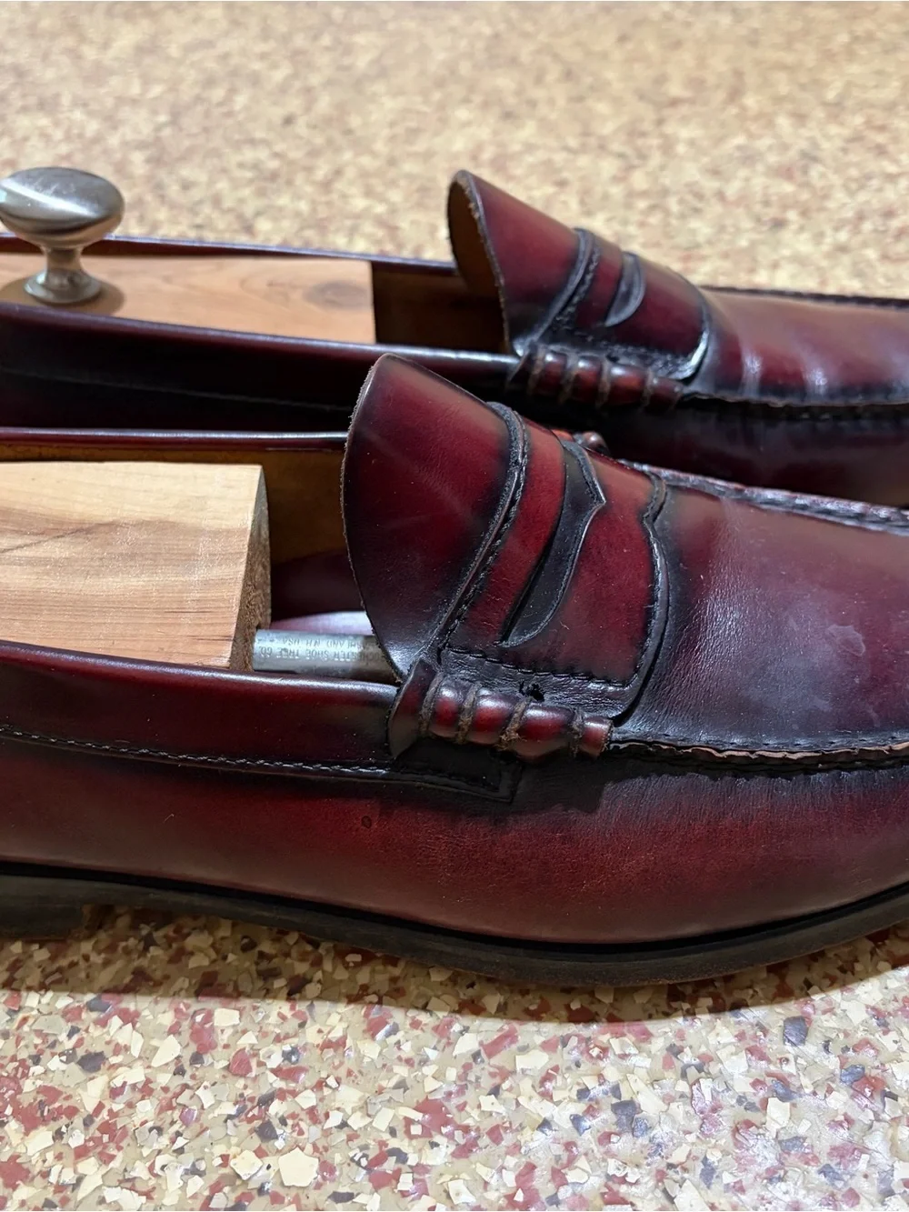 Classic Men's Penny Loafers in Burgundy